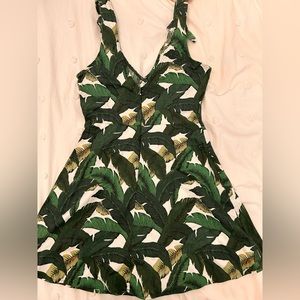 F21 green plant mini dress